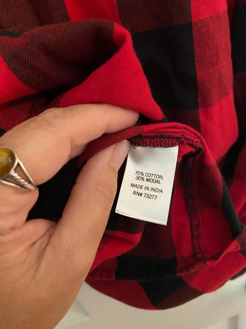 SO - Red and Black Buffalo Plaid Shirt Dress Long Sleeve - Size: XXL - Picture 6 of 10
